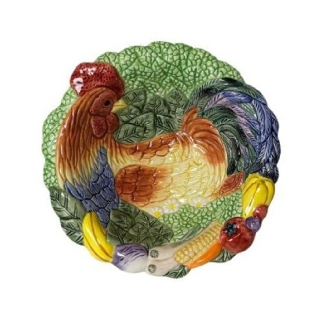 Fitz and Floyd Coq du Village Rooster Canape Wall Hanging Plate 1996 Vintage